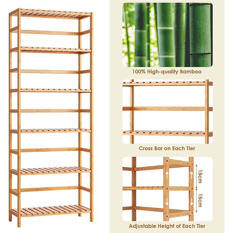 6 rack ajustável de bambu de camada