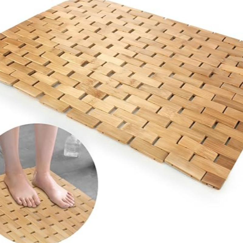 Tapete de banhonatural de bambu, tapete de chuveironão deslizante de bambu, tapete de banho de madeira dobrável à prova d\'água para banheira